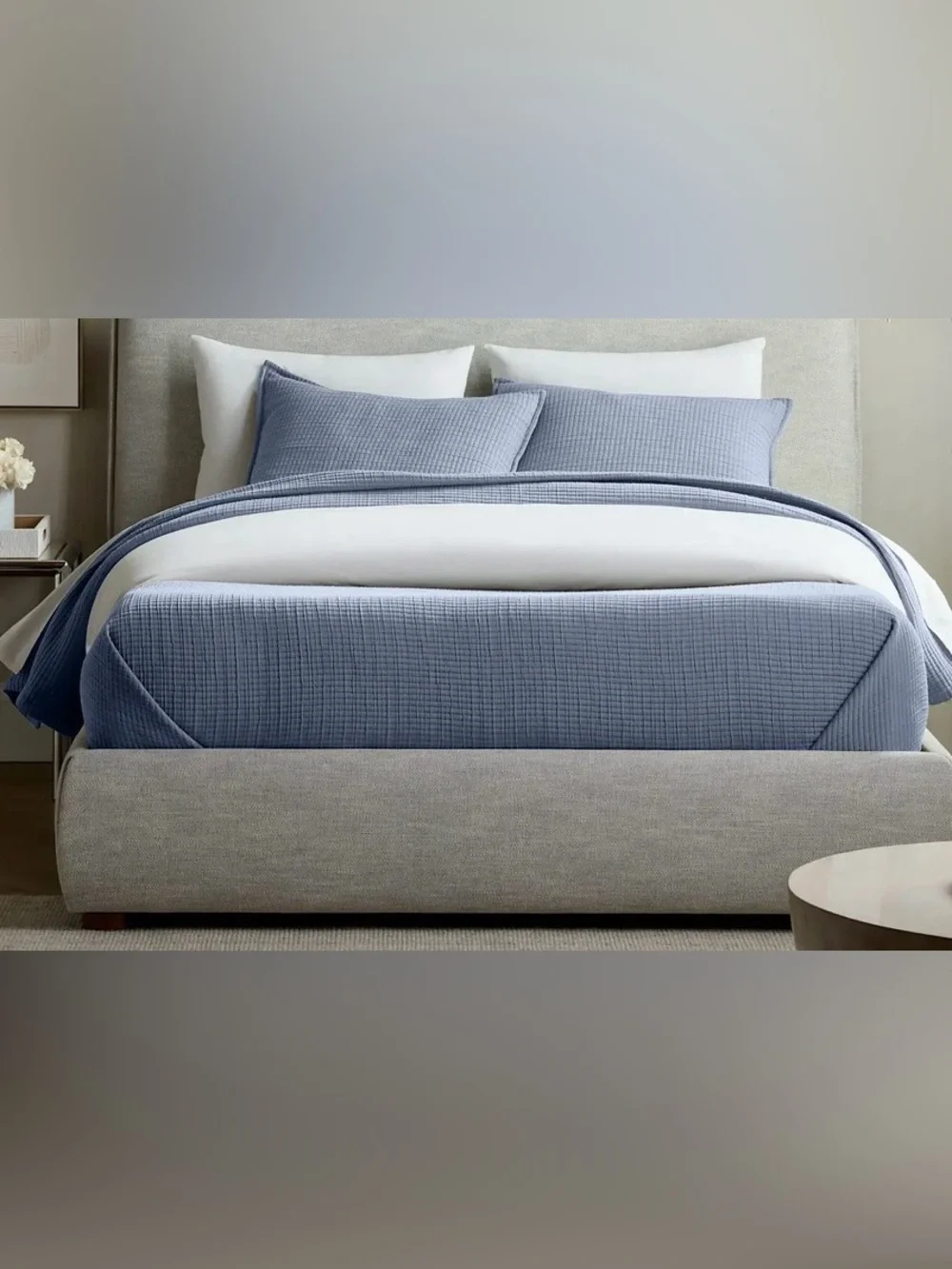 NWT Quince Organic Ribbed Cotton Coverlet, King/Cal (Mineral)